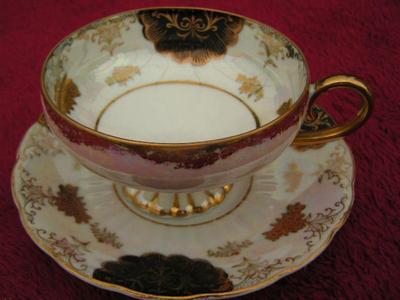 Vintage Royal Halsey L M bone china porcelain teacup & saucer set.