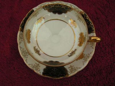Vintage Royal Halsey L M bone china porcelain teacup & saucer set.