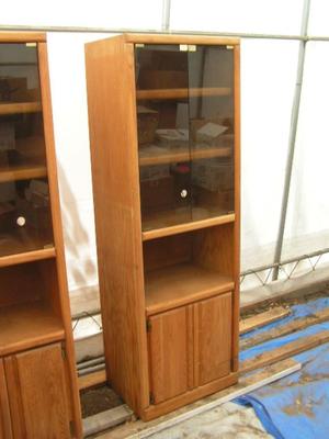 Vintage oak credenza bookcase (#1 of the pair)
