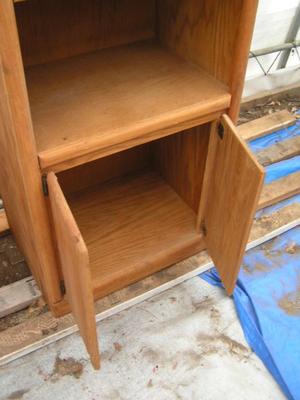 Vintage oak credenza bookcase (#1 of the pair)
