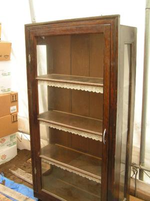 Vintage craft built display cabinet for general use. Glass enclosed