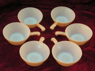 Vintage Fire King Peach Luster Beehive Ovenware soup bowls