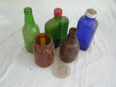 Lot of 6 REALLY OLD glass items
