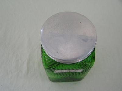 2of4 Square glass canister w/lid. About 7" tall