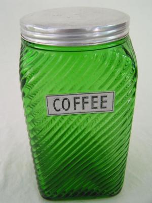 3of4 Square glass canister w/lid. About 7" tall