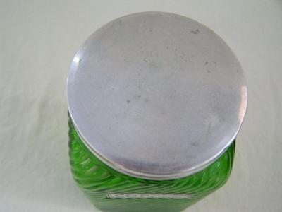 4of4 Square glass canister w/lid. About 7" tall