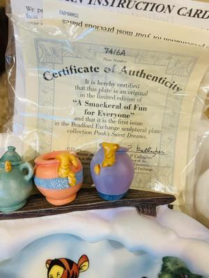 WINNIE THE POOH SWEET DREAMS COLLECTION SCULPTURAL PLATES FROM THE BRADFORD EXCHANGE
