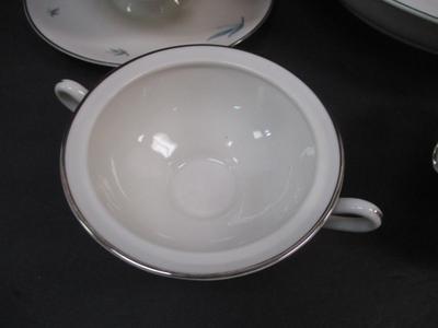 Vintage Syracuse China Celeste Serving Set Platinum Trim Blue Leaves