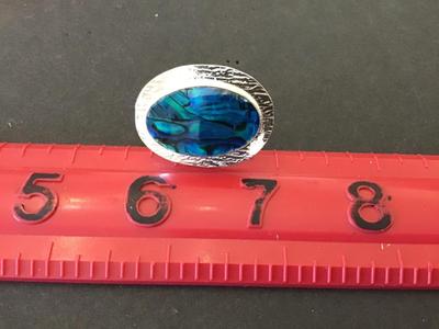 Silver 925 Blue Abalone Statement Ring