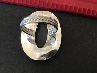 Silver 925 Blue Abalone Statement Ring