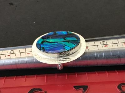 Silver 925 Blue Abalone Statement Ring