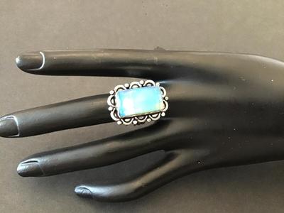 925 Silver blue statement ring
