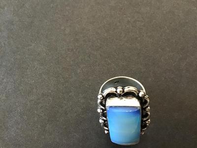 925 Silver blue statement ring