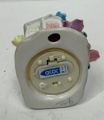 Miniature Porcelain Church with Flower Embellishment
