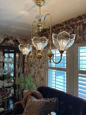 Decor - Chandelier - Crystal & Brass - price includes replacement fixture
