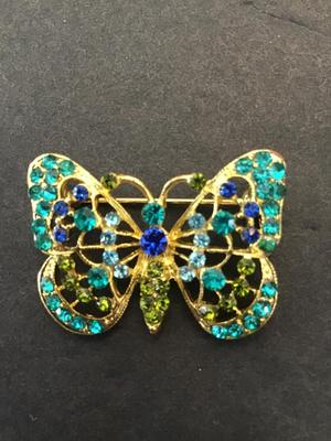 Vintage butterfly, rhinestone brooch