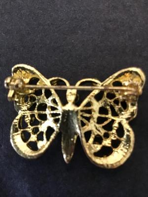 Vintage butterfly, rhinestone brooch