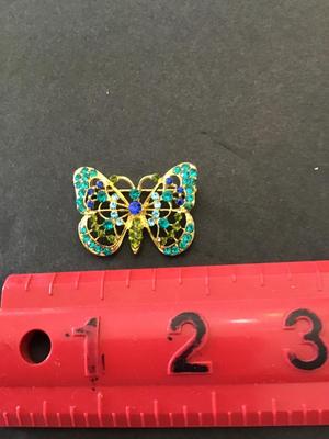 Vintage butterfly, rhinestone brooch