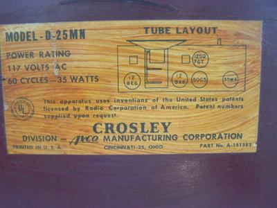 Crosley vintage mid-century c.40s-50s clock radio Model 25-MN