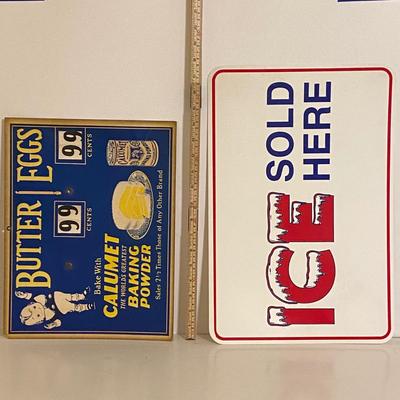 LOT 14B: Vintage Calumet Baking Powder and Ice Signs