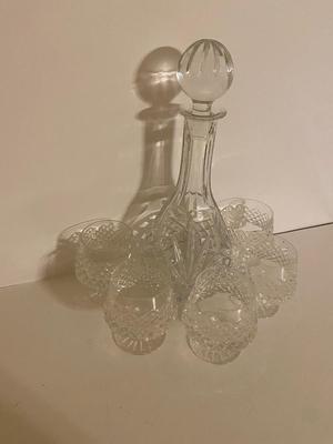 LOT 19B: Crystal Decanter w/ Matching Glasses