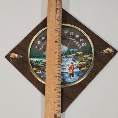 LOT 99L: Boy Scout Patches, Bird Books, Binoculars, Wooden Fish Shaped Rod Holder, Gone Fishing Sign, Sportsman Thermometer, Flyboys by...