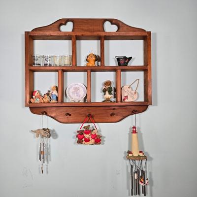 LOT 100L: Wooden Shadow Box with All Knickknacks Included