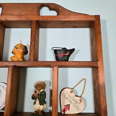 LOT 100L: Wooden Shadow Box with All Knickknacks Included