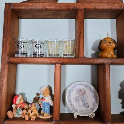 LOT 100L: Wooden Shadow Box with All Knickknacks Included