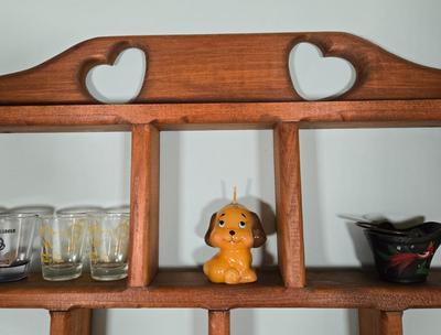 LOT 100L: Wooden Shadow Box with All Knickknacks Included