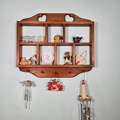 LOT 100L: Wooden Shadow Box with All Knickknacks Included