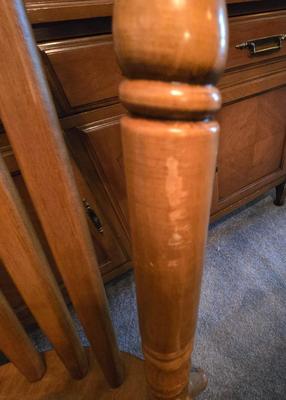 LOT 116D: Oscar Huber Dining Table and 6 Chair Set with Table Pads