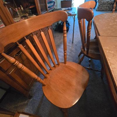 LOT 116D: Oscar Huber Dining Table and 6 Chair Set with Table Pads