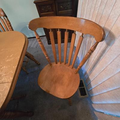 LOT 116D: Oscar Huber Dining Table and 6 Chair Set with Table Pads