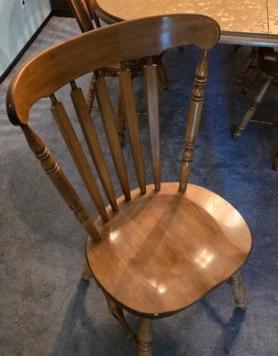 LOT 116D: Oscar Huber Dining Table and 6 Chair Set with Table Pads