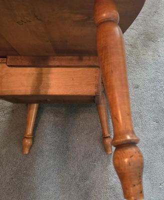LOT 124L: Vintage Wooden Magazine Rack, Wood Top Side Table with Metal Base, and Winthrop Oscar Huber Cherry Wood Cobbler's Bench...