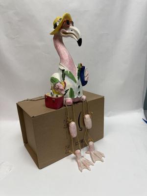 Garden Art Large Articulated Flamingo Shelf Sitter