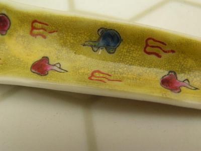 Vintage small glazed ceramic spoon, likely Chinese/Japanese. Unlabeled.
