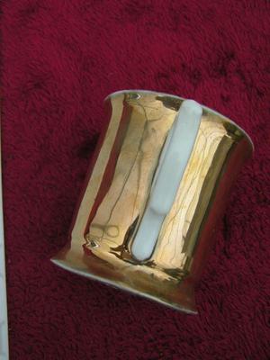 Antique/VTG gold shaving cup, for shaving soap & brush for razor shaving