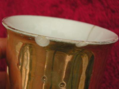 Antique/VTG gold shaving cup, for shaving soap & brush for razor shaving