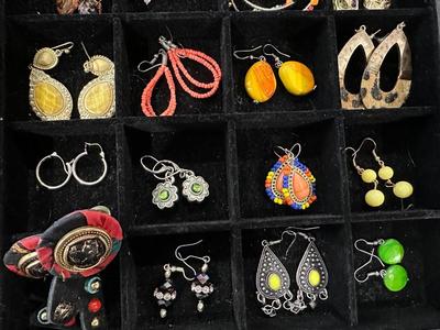 Costume Jewelry Earring Lot E - Boho Orange & Yellow - 24 pairs