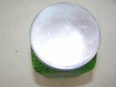 5th 1, square glass canister w/lid. About 7" tall