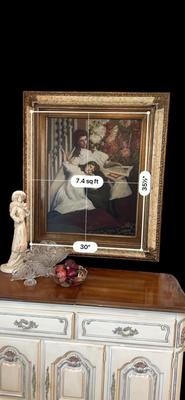 Furniture - Server buffet w/ Art & Bohemian glass decor & figural statue
