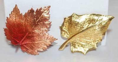 Red Oak & Gold Elm LEAF BROOCHES (1¾" to 1½") with Stems