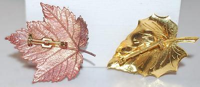 Red Oak & Gold Elm LEAF BROOCHES (1¾" to 1½") with Stems