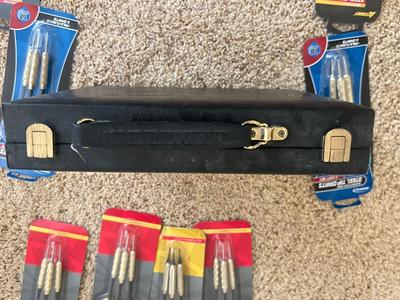 VINTAGE POKER CHIPS, DECKS OF CARDS AND A BUNCH OF DARTS