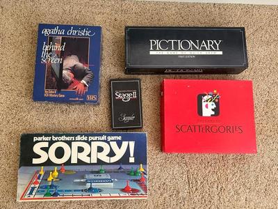 SCATTERGORIES, SORRY, STAGE II & AGATHA CHRISTIE BEHIND THE SCENES VCR GAME