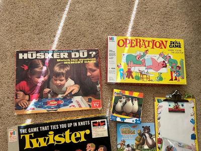 CHECK OUT THIS COOL OLD TWISTER GAME, HUSKER DU, GIANT PICK UP STICKS AND OTHER NEAT GAMES