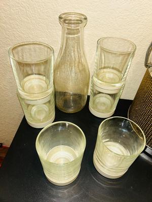 ICE BUCKET, COCKTAIL/DRINK GLASSES, MILK BOTTLE