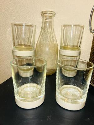 ICE BUCKET, COCKTAIL/DRINK GLASSES, MILK BOTTLE
